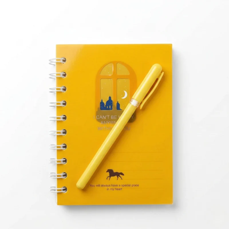 نوت بوك سلك مع قلم بتصميم أنيق – مقاس 14 × 10.5 سم – مفكرة صغيرة للمدرسة والمكتب