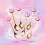 ⁦طقم ملاعق يونيكورن 6 قطع – ملاعق ذهبية بديكور Unicorn على شكل قمر لتقديم القهوة والحلويات⁩ - الصورة ⁦3⁩