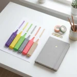 ⁦طقم أقلام هايلايتر جليتر 6 ألوان باستيل – أقلام تظليل لامعة للمذاكرة والدفاتر⁩ - الصورة ⁦7⁩