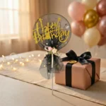 ⁦توبر كيك Happy Birthday بتصميم أنيق لامع – زينة تورتة عيد ميلاد فخمة بطول 21 سم بلمسة ديكورية مميزة⁩ - الصورة ⁦5⁩