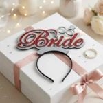 هيد باند Bride أحمر وفضي جليتر 1 قطعة – طوق عروسة أنيق لحفلات الخطوبة وتوديع العزوبية - الصورة 3