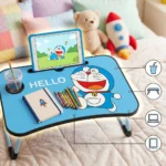 ترابيزة لاب توب محمولة تصميم كرتوني لون أزرق مقاس 60×39 سم قابلة للطي مع حامل موبايل وكوب - الصورة 5