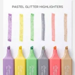 ⁦طقم أقلام هايلايتر جليتر 6 ألوان باستيل – أقلام تظليل لامعة للمذاكرة والدفاتر⁩ - الصورة ⁦2⁩