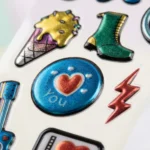 استيكرز ثلاثية الأبعاد Metallic POP UP – ملصقات لاصقة كيوت للأطفال والدفاتر – تصميم لامع عالي الجودة