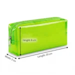 ⁦مقلمة شفافة أخضر فلورسنت بلاستيك مقاومة للماء – شنطة أقلام بسحاب بمقاس 20×8×3 سم⁩ - الصورة ⁦2⁩