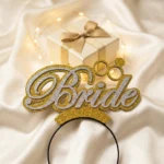 ⁦هيد باند Bride ذهبي جليتر 1 قطعة – طوق عروسة أنيق للحفلات والتصوير⁩ - الصورة ⁦2⁩