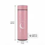 ⁦مج حراري بشاشة ديجيتال بتصميم النجوم والقمر – زجاجة حرارية 500 مل لعرض درجة الحرارة⁩ - الصورة ⁦2⁩