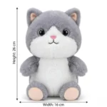 دمية قطة قطيفة كيوت رمادية للأطفال – Plush Cat Toy ناعمة بحجم 26×16 سم للهدايا والديكور - الصورة 2