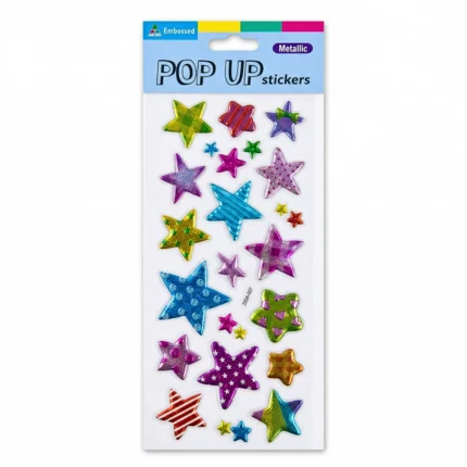 استيكرز نجوم ثلاثية الأبعاد Metallic POP UP (25 قطعة) – ملصقات كيوت لامعة للأطفال والأنشطة الفنية