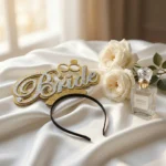⁦هيد باند Bride ذهبي جليتر 1 قطعة – طوق عروسة أنيق للحفلات والتصوير⁩ - الصورة ⁦3⁩