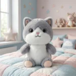 دمية قطة قطيفة كيوت رمادية للأطفال – Plush Cat Toy ناعمة بحجم 26×16 سم للهدايا والديكور - الصورة 4