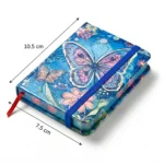 ⁦نوت بوك هارد كوفر صغيرة تصميم فراشات ملونة مقاس 10.5×7.5 سم برباط مطاطي⁩ - الصورة ⁦2⁩