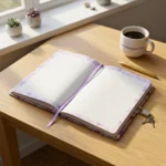 ⁦نوت بوك هارد كوفر تصميم زهور وردي أنيق مقاس 19×12.5 سم بقفل ومفتاح⁩ - الصورة ⁦5⁩