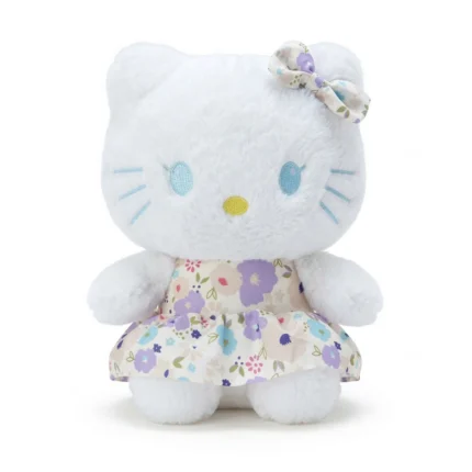 دمية هيلو كيتي بفستان مزخرف – Hello Kitty للأطفال بحجم 24 سم ارتفاع × 18 سم عرض