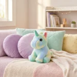 ⁦دمية يونيكورن فرو ناعم للأطفال – حجم 20 سم عرض 13 سم – لعبة محشوة ملونة كيوت 🦄⁩ - الصورة ⁦5⁩