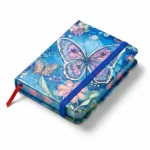 ⁦نوت بوك هارد كوفر صغيرة تصميم فراشات ملونة مقاس 10.5×7.5 سم برباط مطاطي⁩ - الصورة ⁦4⁩