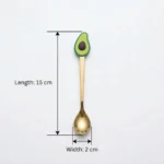 ⁦طقم ملاعق أفوكادو 6 قطع – ملاعق ذهبية بديكور Avocado كيوت لتقديم القهوة والحلويات⁩ - الصورة ⁦3⁩
