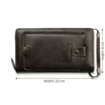 محفظة جلد بني داكن رجالي Zuolidaishu بسحاب وسوار يد – مقاس 22×12 سم - الصورة 2