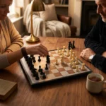 ⁦شطرنج صغير بلاستيك قابل للطي مع تخزين داخلي – لعبة شطرنج تعليمية محمولة (حجم 21×21 سم)⁩ - الصورة ⁦6⁩