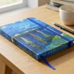 ⁦نوت بوك حجم وسط 14×9 سم تصميم فان جوخ هارد كوفر برباط مطاطي⁩ - الصورة ⁦3⁩