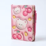 نوت بوك هارد كوفر تصميم كيوت دباديب وكرز مقاس 21×14 سم برباط مطاطي