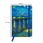 ⁦نوت بوك حجم وسط 14×9 سم تصميم فان جوخ هارد كوفر برباط مطاطي⁩ - الصورة ⁦2⁩