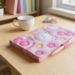 ⁦نوت بوك هارد كوفر تصميم كيوت دباديب وكرز مقاس 21×14 سم برباط مطاطي⁩ - الصورة ⁦4⁩