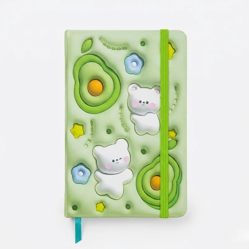 نوت بوك صغير كيوت برسومات أفوكادو ودبدوب – مقاس 14×9 سم – غلاف ناعم خفيف مناسب للمدرسة والهدايا