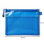 ⁦مقلمة شبك شفافة زرقاء 24×17 سم – مقلمة مدرسية عملية بسوستة للأقلام والأدوات⁩ - الصورة ⁦2⁩