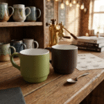 ⁦مج بورسلين 300 ملي أنيق بألوان عصرية – كوب قهوة وشاي عملي للاستخدام اليومي⁩ - الصورة ⁦2⁩