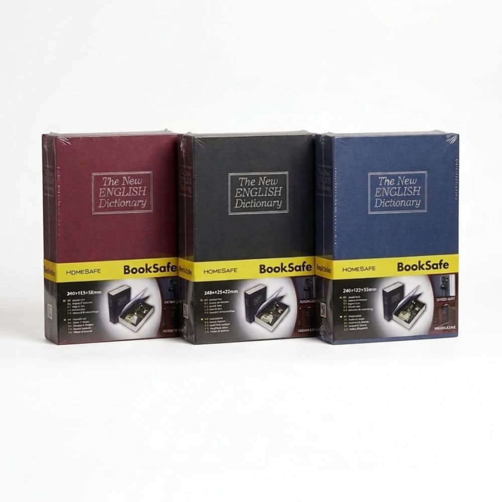1 خزنة كتاب سرية بمفتاح مقاس 24×15.5 سم – صندوق أمان مخفي بتصميم قاموس إنجليزي لحفظ الأموال والمجوهرات