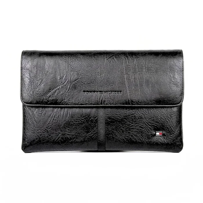 محفظة رجالي جلد طبيعي ماركة TOMMY أنيقة متعددة الجيوب مقاس 22×14 سم – لون أسود