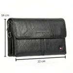 ⁦محفظة رجالي جلد طبيعي ماركة TOMMY أنيقة متعددة الجيوب مقاس 22×14 سم – لون أسود⁩ - الصورة ⁦2⁩