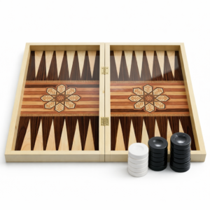 لعبة طاولة خشبية فاخرة قابلة للطي 48×43 سم – لوحة باكجامون بتصميم كلاسيكي أنيق