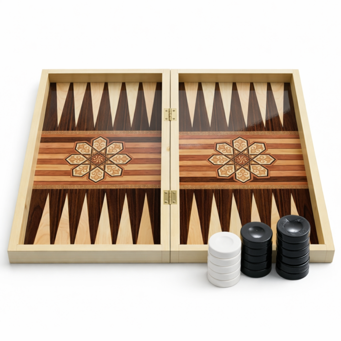 لعبة طاولة خشبية فاخرة قابلة للطي 48×43 سم – لوحة باكجامون بتصميم كلاسيكي أنيق