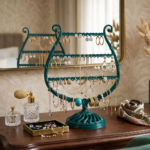 ستاند منظم إكسسوارات بلاستيك أخضر 28×20 سم للتسريحة وغرفة النوم - الصورة 3