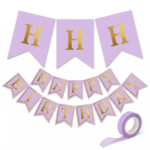 تعليقة هابي بيرث داي موف فاتح وذهبي بطول 200 سم – زينة عيد ميلاد Happy Birthday