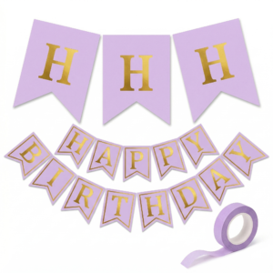 تعليقة هابي بيرث داي موف فاتح وذهبي بطول 200 سم – زينة عيد ميلاد Happy Birthday