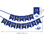 زينة عيد ميلاد Happy Birthday أزرق بحروف ذهبية مقاس 200 × 18 سم - الصورة 2