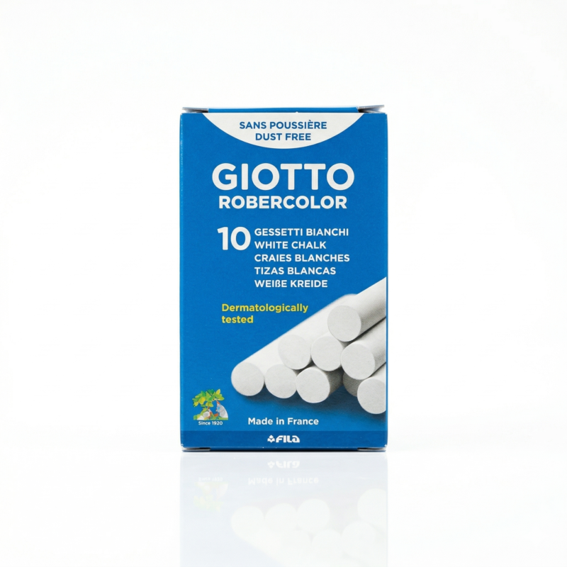 طباشير أبيض 10 قطع - GIOTTO – طباشير سبورة بدون غبار عالي الجودة