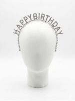 طوق شعر Happy Birthday فضي لامع 1 قطعة للحفلات وأعياد الميلاد - الصورة 2