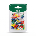 دبابيس خرائط ملونة 50 قطعة داخل علبة شفافة للمكتب والمدرسة