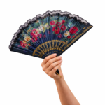 ⁦مروحة يد قابلة للطي 1 قطعة – لون كحلي أو أحمر فاخر⁩ - الصورة ⁦6⁩