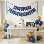 ⁦زينة عيد ميلاد Happy Birthday بتصميم أنيق مع حروف بارزة – عرض 200 سم وارتفاع 18 سم للقطعة⁩ - الصورة ⁦8⁩