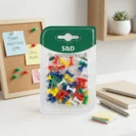 ⁦دبابيس خرائط ملونة 50 قطعة داخل علبة شفافة للمكتب والمدرسة⁩ - الصورة ⁦4⁩