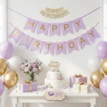 ⁦تعليقة هابي بيرث داي موف فاتح وذهبي بطول 200 سم – زينة عيد ميلاد Happy Birthday⁩ - الصورة ⁦4⁩