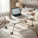 ترابيزة لاب توب قابلة للطي للسرير 60×39 سم – طاولة سرير للمذاكرة والعمل بتصميم دب أنيق وحامل موبايل - الصورة 3