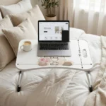 ترابيزة لاب توب قابلة للطي للسرير 60×39 سم – طاولة سرير للمذاكرة والعمل بتصميم دب أنيق وحامل موبايل - الصورة 4