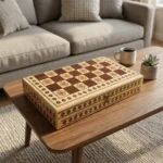 ⁦لعبة طاولة خشبية فاخرة قابلة للطي 48×43 سم – لوحة باكجامون بتصميم كلاسيكي أنيق⁩ - الصورة ⁦4⁩