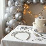 طوق شعر Happy Birthday فضي لامع 1 قطعة للحفلات وأعياد الميلاد - الصورة 4